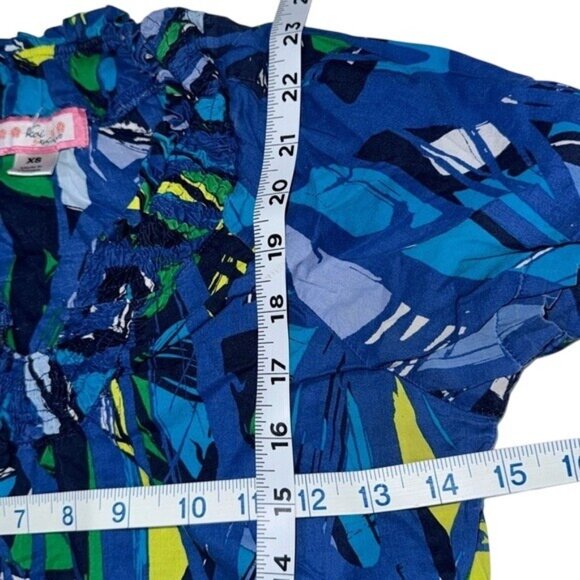 Koi Womens XS Blue Multicolor Abstract Print Scrub Top With Pockets - Picture 6 of 6